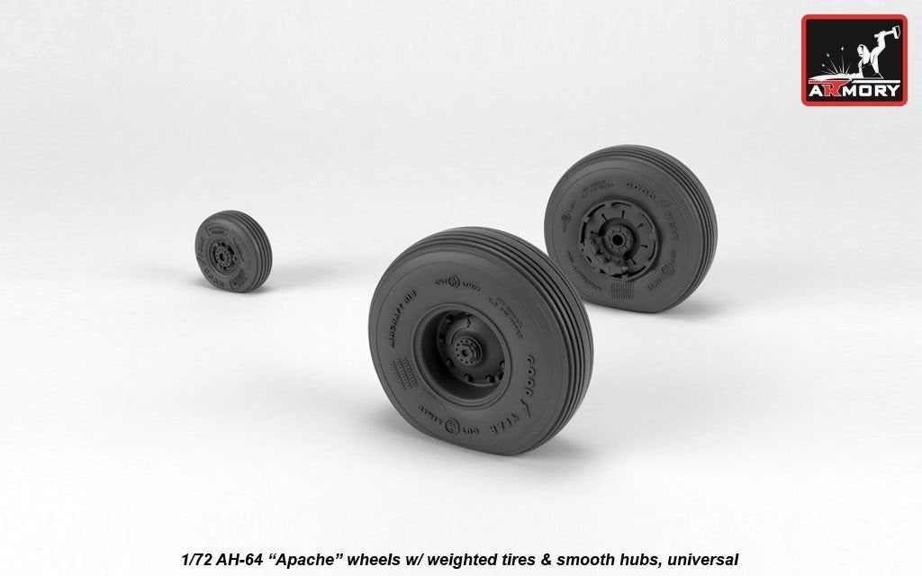 Roues Armory Models AW72335 AH-64 Apache avec pneus lestés, moyeux lisses 1/72