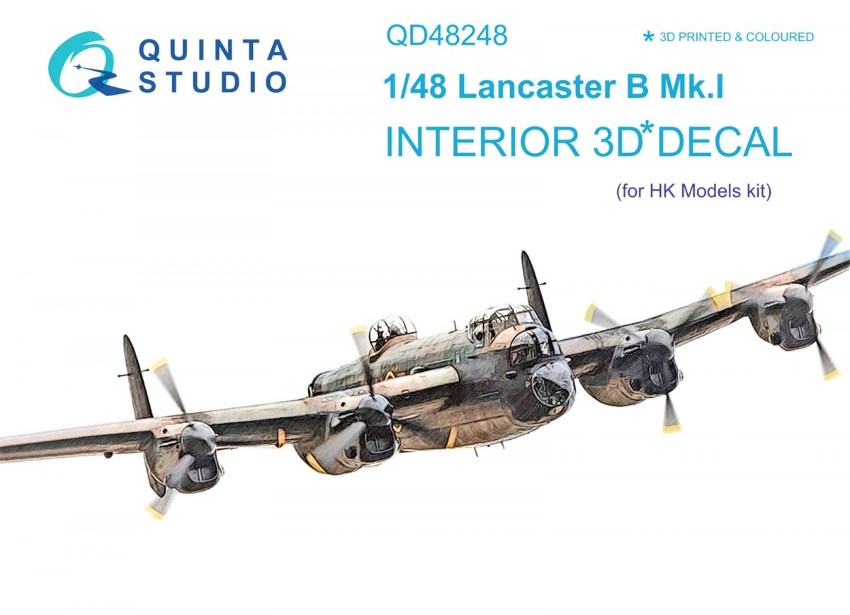 Quinta Studio QD48248 Lancaster B Mk.I 3D-Printed &amp;amp; coloured Interior on decal paper (HK Models) 1/48