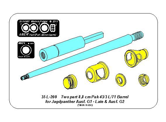Aber 35L-296 Lufa Pak 43/3 L/71 8,8cm do Jagdpanter G1 późna lub G2 dla modeli Takom 1/35 – immagine 3