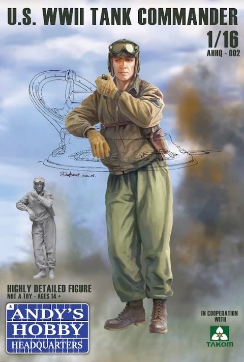 Andy&amp;#39;s Hobby Headquarters AHHQ-002 Commandant de char américain de la Seconde Guerre mondiale (corps entier) 1/16