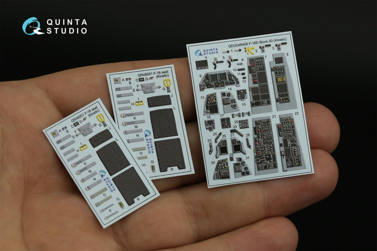 Quinta Studio QD48408 F-16D block 50 3D-Printed &amp;amp; coloured Interior on decal paper (Kinetic 2022 tool) 1/48 – immagine 4