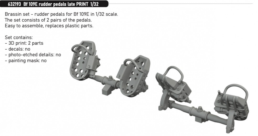 Eduard 632193 Bf 109E rudder pedals late PRINT 1/32 – immagine 4