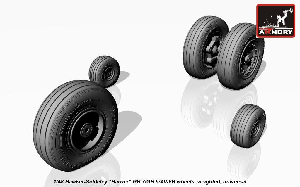 Armory Models AW48405 Hawker-Siddeley Harrier GR.7/GR.9/AV-8B wheels w/ weighted tyres 1/48 – Bild 5