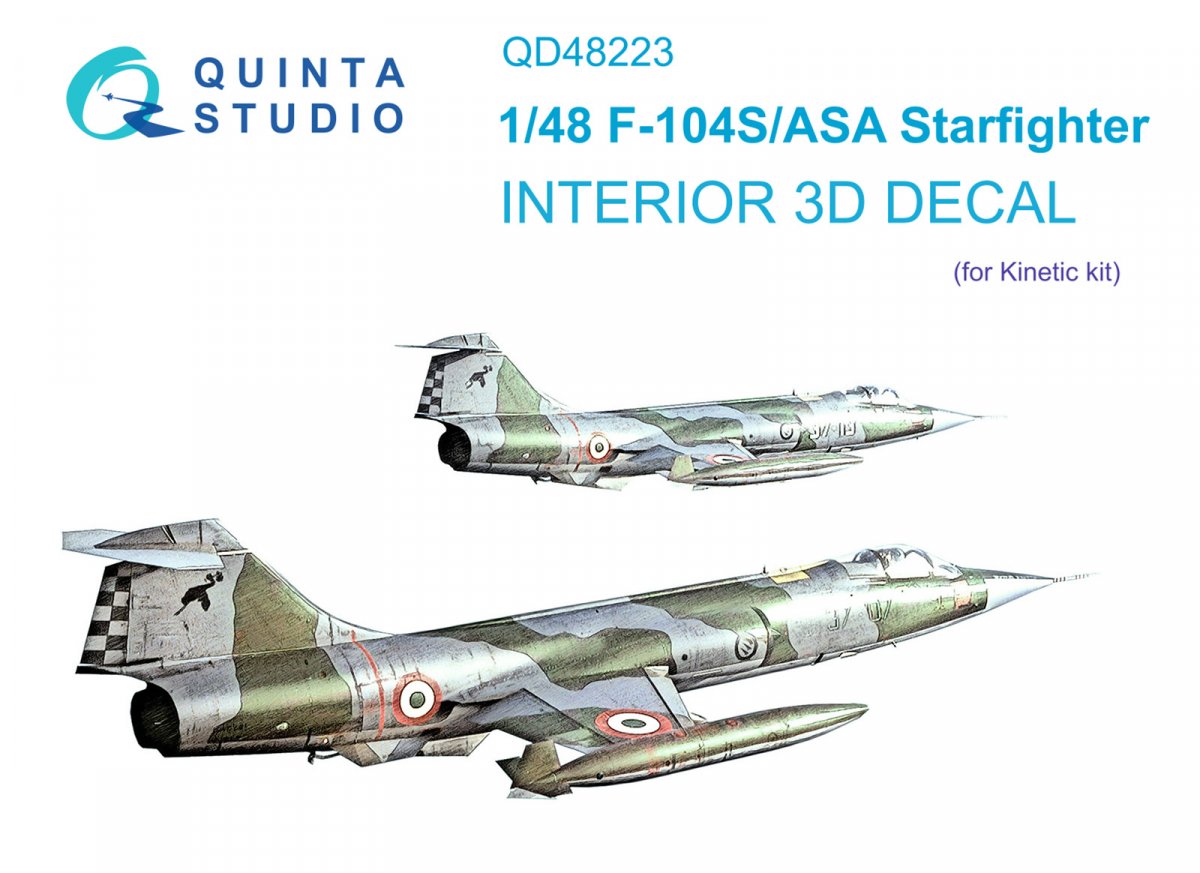 Quinta Studio QD48223 F-104S/ASA 3D-Printed &amp;amp; coloured Interior on decal paper (Kinetic) 1/48