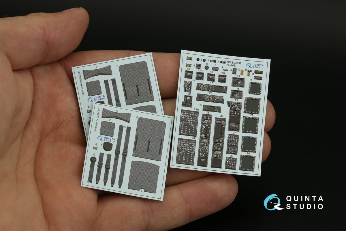 Quinta Studio QD35099 AH-64E 3D-Printed &amp;amp; coloured Interior on decal paper (Takom) 1/35 – immagine 10