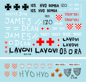 Star Decals 35-C1126 HVO (Croat). M-84, BRDM-2 2S1 Gvosdika, M-60P, M53/70 Praga, VW T3 1/35 – immagine 3