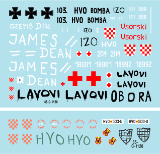 Star Decals 35-C1126 HVO (Croat). M-84, BRDM-2 2S1 Gvosdika, M-60P, M53/70 Praga, VW T3 1/35 – immagine 3