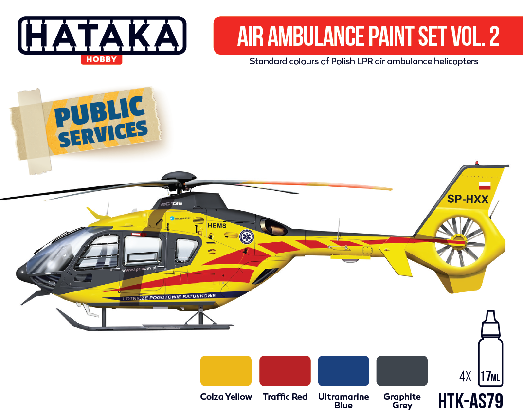 Hataka HTK-AS79 Air Ambulance (HEMS) paint set vol. 2 4x17ml – immagine 2