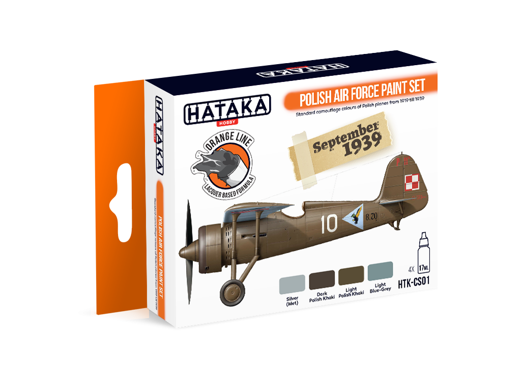 Hataka HTK-CS01 ORANGE LINE – Coffret de peinture pour l'armée de l'air polonaise (4 x 17 ml)