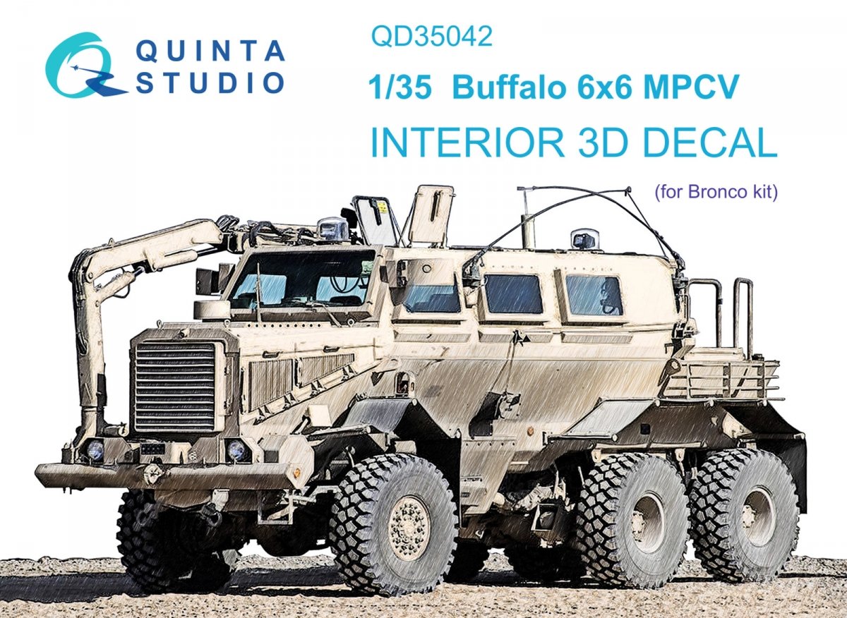 Quinta Studio QD35042 Buffalo 6x6 MPCV 3D-Printed &amp;amp; coloured Interior on decal paper (Bronco) 1/35