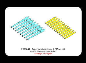Aber 350L-42 Set of barrels 203mm x 8; 127mm x 12 for Japan Navy Saratoga, Lexington 1/350 – immagine 5