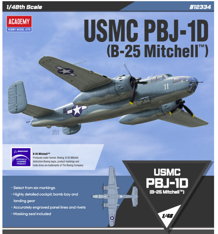 Maquette Academy 12334 USMC PBJ-1D B-25 Mitchell 1/48 – image 4