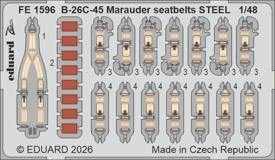 Eduard FE1596 B-26C-45 Marauder seatbelts STEEL 1/48