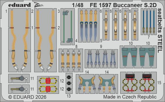 Eduard FE1597 Buccaneer S.2D seatbelts STEEL for Trumpeter 1/48