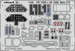 Eduard FE1598 MiG-17F PE Parts for cockpit KINETIC MODEL 1/48