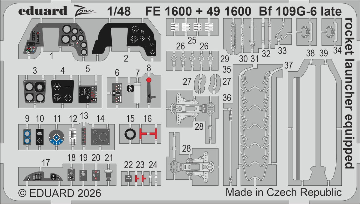 Eduard FE1600 Messerschmitt Bf-109 G-6 Late (Rocket Launcher Equipped) Zoom Set for TAMIYA 1/48