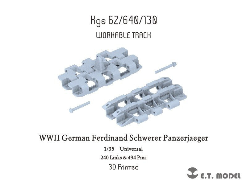 ET Model P35-010 WWII German Ferdinand Schwerer Panzerjaeger Workable Track (3D Printed) 1/35