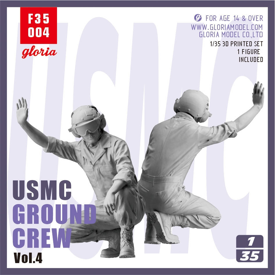 Figurines imprimées en 3D à l&amp;#39;échelle 1/35 de l&amp;#39;équipe au sol Gloria F35004 USMC Type 4