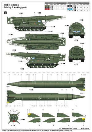 Trumpeter 01024 Ex-Soviet 2P19 Launcher w/R-17 Missile SS-1C SCUD B of 8K14 Missile System – imagen 2