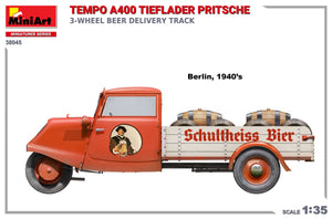 MiniArt 38045 TEMPO A400 TIEFLADER PRITSCHE 3-WHEEL BEER DELIVERY TRUCK 1/35 – immagine 5