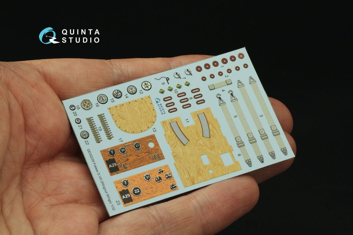 Quinta Studio QD32239 Fokker D.VII 3D-Printed &amp;amp; coloured Interior on decal paper (Wingnut Wings) 1/32 – immagine 2