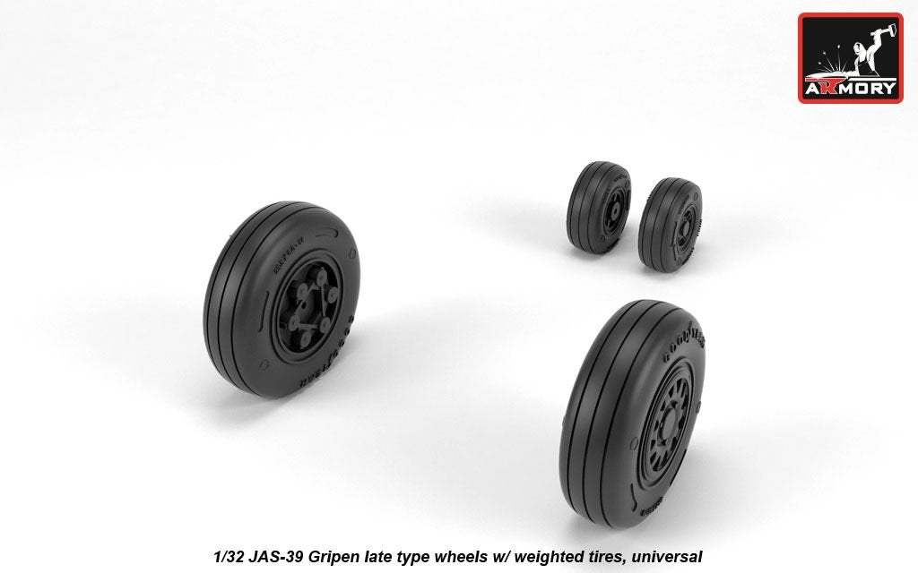 Armory Models AW32503 JAS-39 Gripen wheels w/ weighted tires, late 1/32 – immagine 2