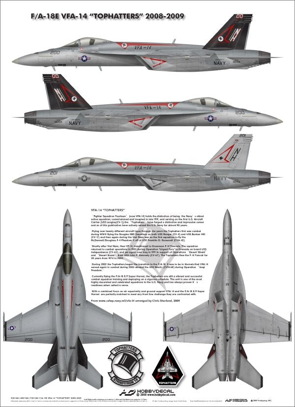 HobbyDecal AL72010V1 F/A-18E Tophatters 2008-2009 1/72