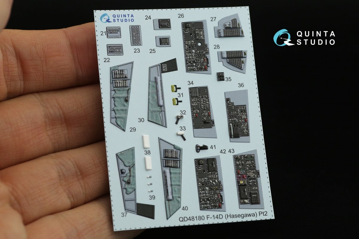 Quinta Studio QD48180 F-14D 3D-Printed &amp;amp; coloured Interior on decal paper (Hasegawa) 1/48 – immagine 11