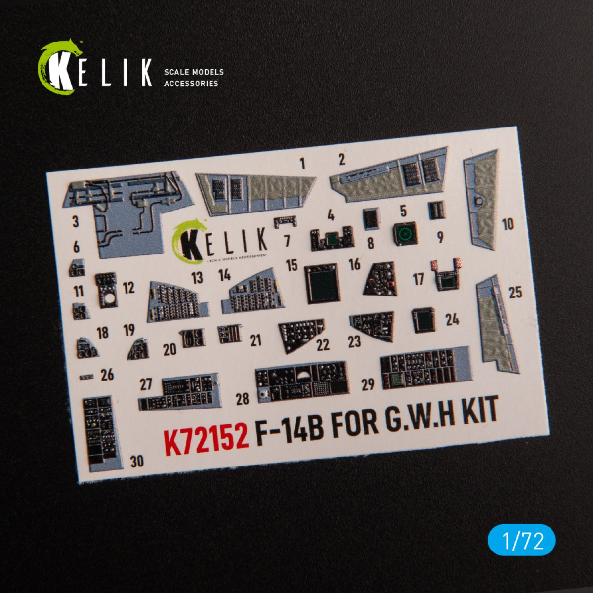 KELIK K72152 F-14B - interior 3D decals for GWH kit 1/72 – Bild 2