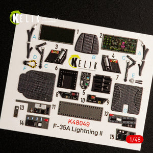 KELIK K48049 F-35A LIGHTNING II INTERIOR 3D DECALS FOR MENG KIT 1/48 – zdjęcie 2