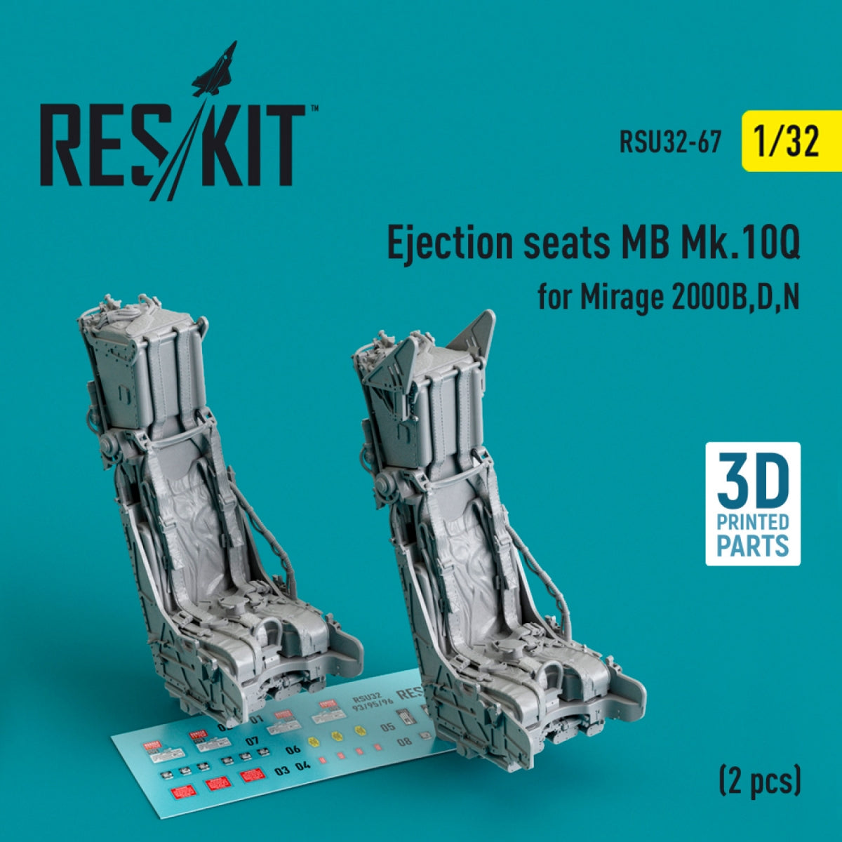 Sièges éjectables RESKIT RSU32-0067 MB Mk.10Q pour Mirage 2000B, D, N (2 pièces) (Impression 3D) 1/32