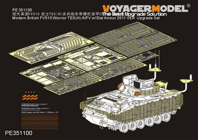 Voyager Model PE351100 FV510 Warrior TES(H) AIFV britannique moderne avec blindage à lames, kit de mise à niveau VER 2011 (pour MENG SS-017) 1/35