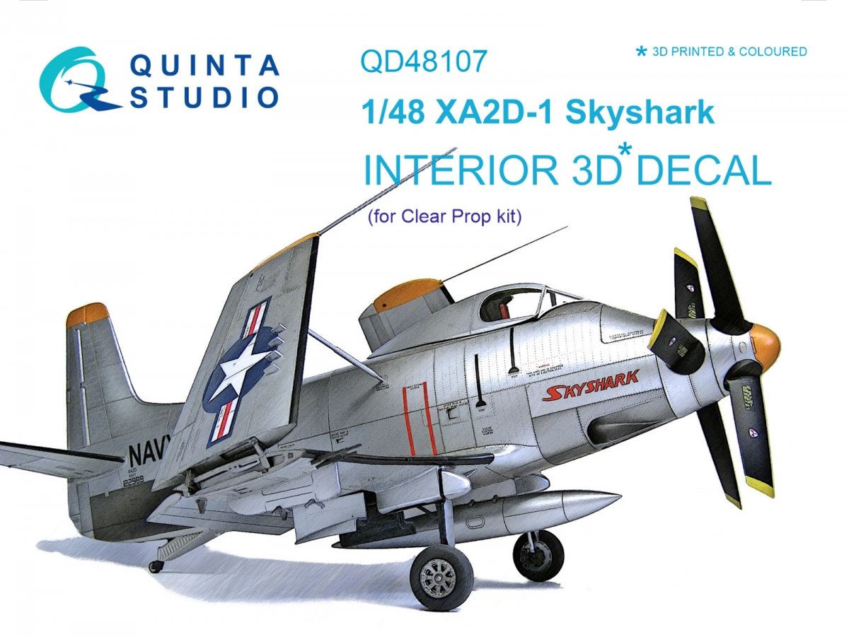 Quinta Studio QD48107 XA2D-1 3D-Printed &amp; colored Interior on decal paper (for Clear Prop kit) 1/48
