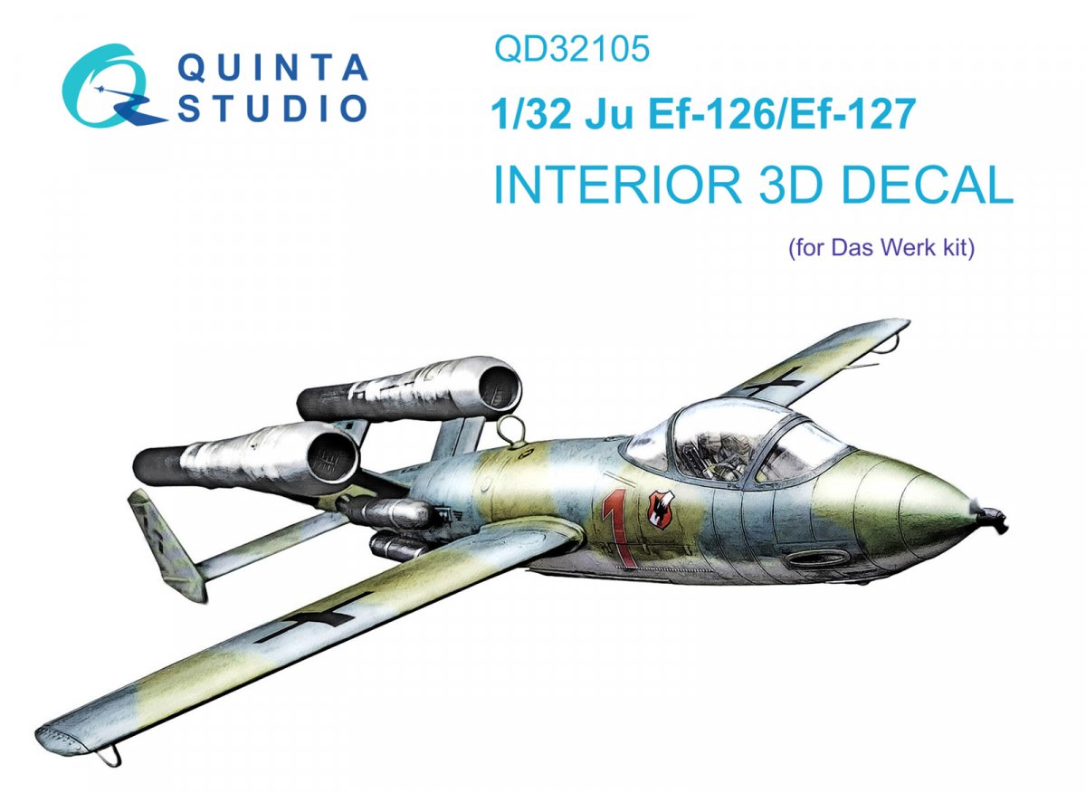 Quinta Studio QD32105 Ju EF 126/EF 127 3D-Printed & coloured Interior on decal paper (Das Werk) 1/32