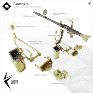 Faustus Models FM35076 Fla-MG Fliegerbeschussgerät MG-34 1/35 [Ultra Detailed German AA Gun Mount WW2] 1/35