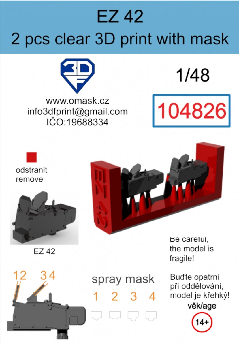 Omask 104826 EZ 42 Clear 3D Print (2 pcs) 1/48 – immagine 2