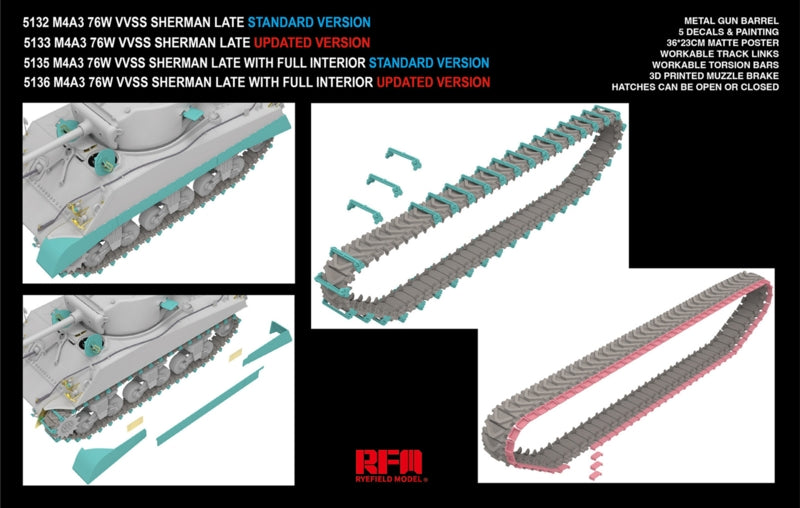 Rye Field Model 5132 M4A3 76W VVSS Sherman Late Standard Version 1/35 – Bild 3