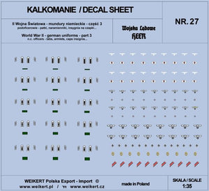 Weikert Decals DEC227 German uniforms - tabs, shoulder boards, cap insignia - HEER - ver.3 - vol.27 1/35