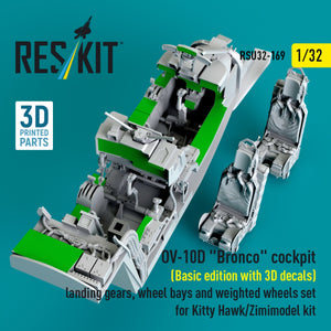 RESKIT RSU32-0169 OV-10D &amp;quot;Bronco&amp;quot; cockpit (Basic edition with 3D decals) landing gears, wheel bays and weighted wheels set for Kitty Hawk/Zimimodel kit (3D Printed) 1/32 – immagine 4