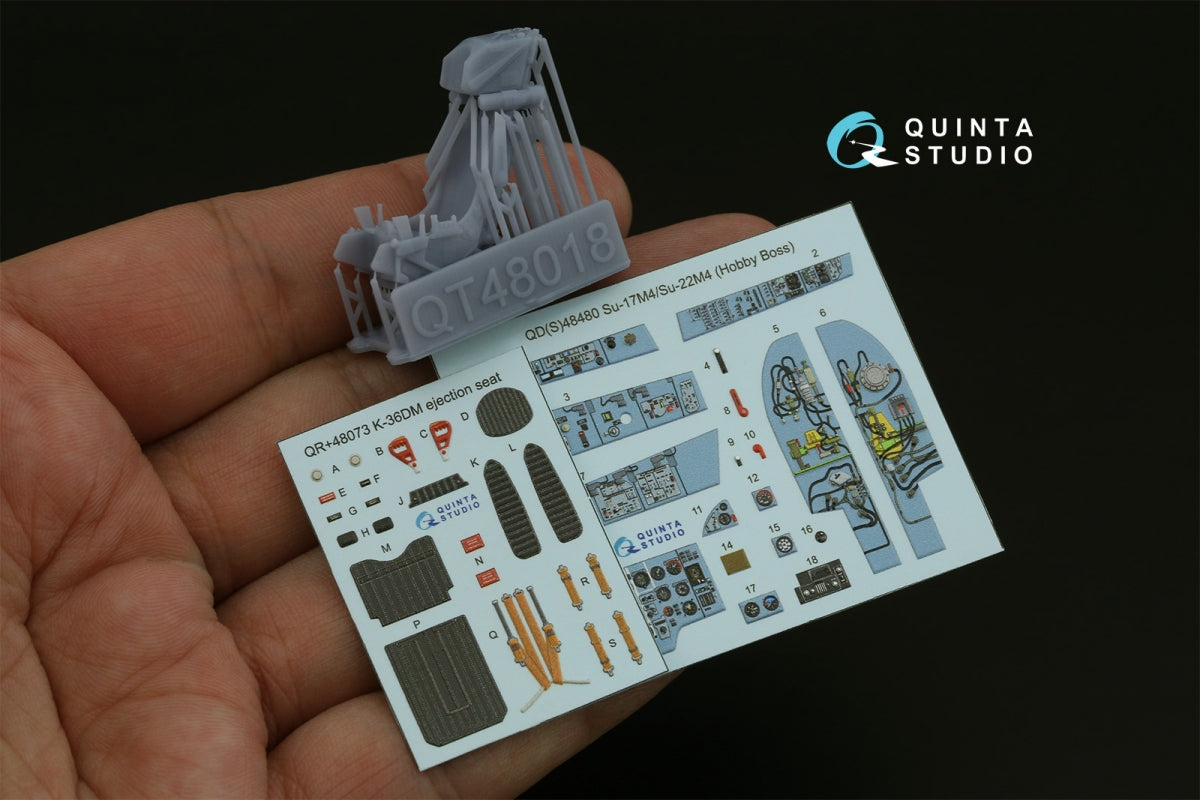Quinta Studio QD+48480 Su-17M4/Su-22M4 3D-Printed &amp;amp; coloured Interior on decal paper (Hobby Boss) (with 3D-printed resin parts) 1/48 – immagine 2