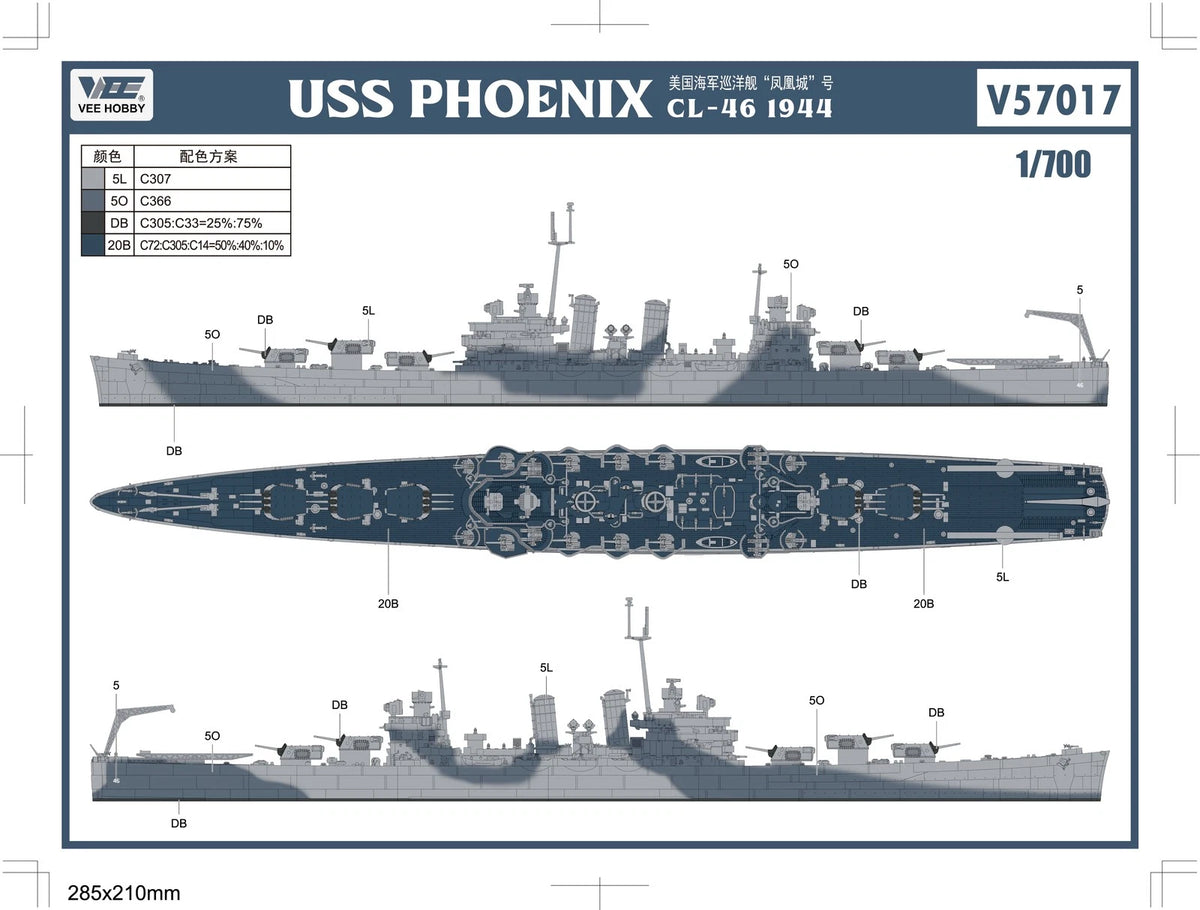 Vee Hobby V57017 USS Phoenix CL-46 1944 - Standard Edition 1/700 – immagine 3