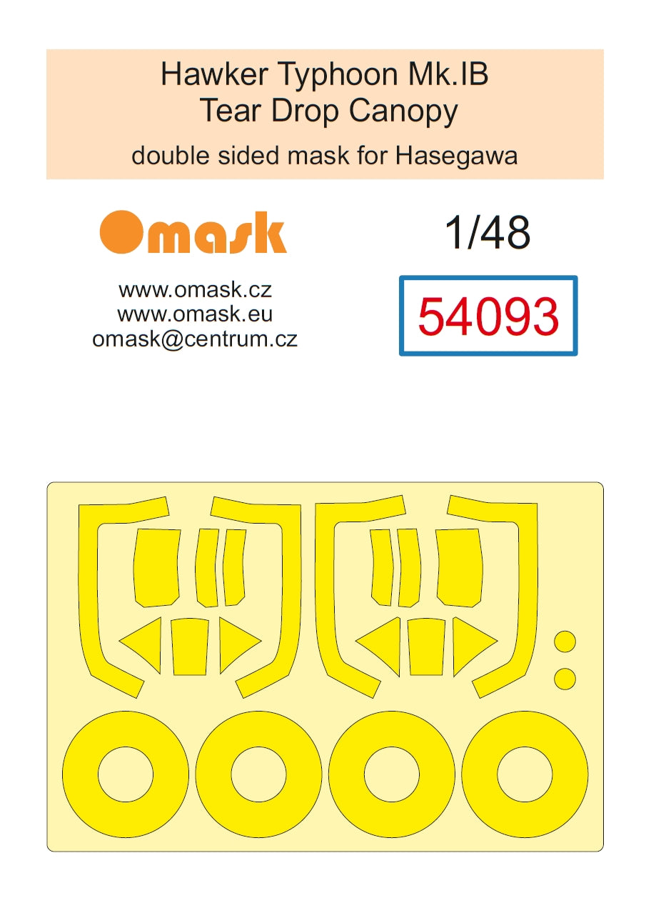 Omask 54093 1/48 Hawker Typhoon Mk. I Tear Drop Canopy Mask (for Hasegawa / Hobby 2000) 1/48