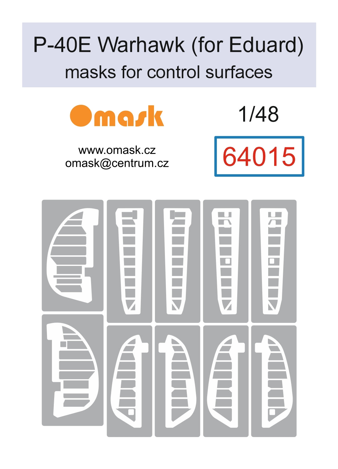 Omask 64015 1/48 P-40E Warhawk Masks for Control Surfaces  (for Eduard) 1/48