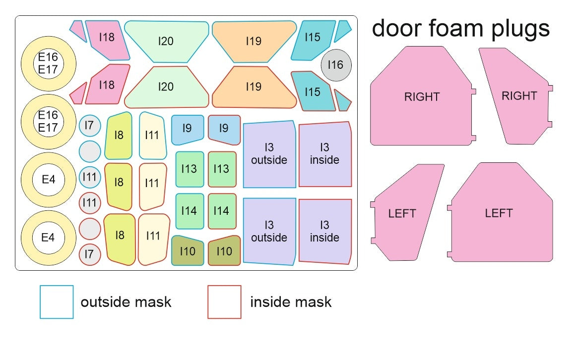 Omask 54101 1/48 DHC-2 Beaver / L-20A / U-6A Double Sided Mask and Door Foam Plugs (for Dora Wings) 1/48 – immagine 4